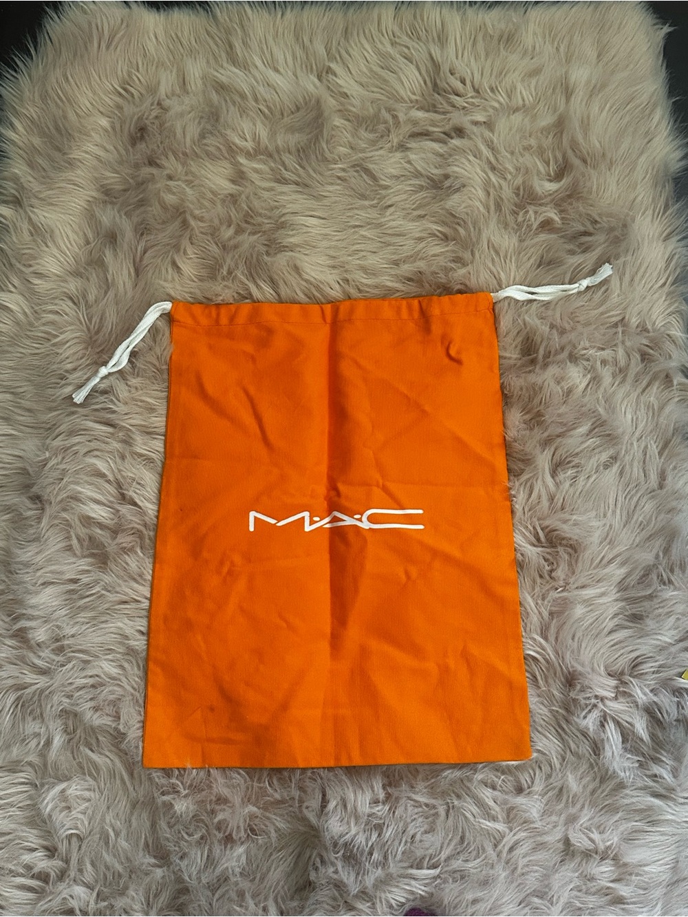 MAC Cosmetic extra Large Orange Drawstring Cloth Dust Bag